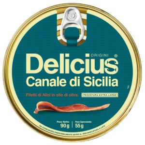 Delicius Sicilian Anchovy Fillets in Olive Oil Tin 90g